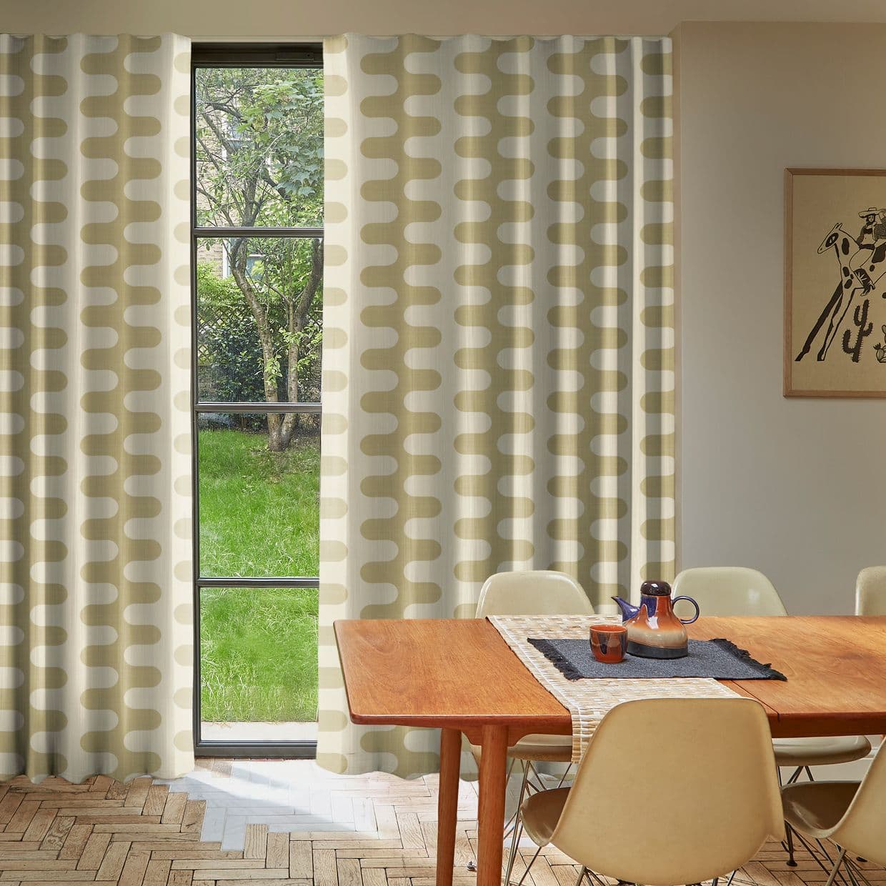 Retro Wave Pistachio Curtain