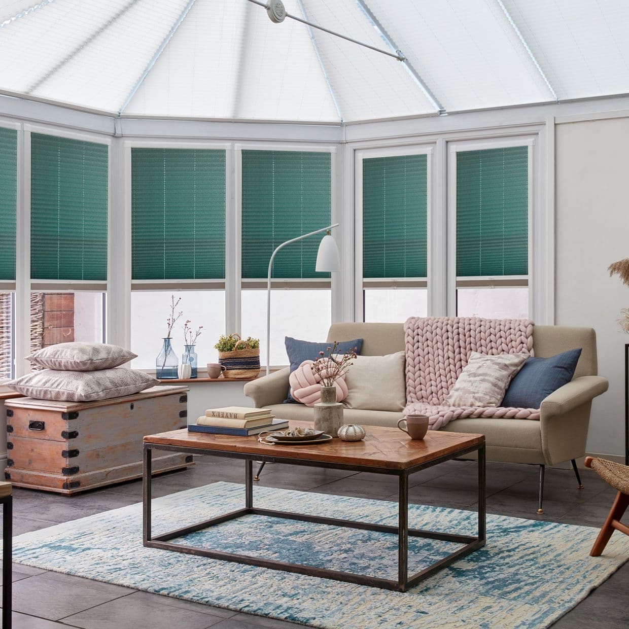 Metro Green Conservatory Side Pleated Blind