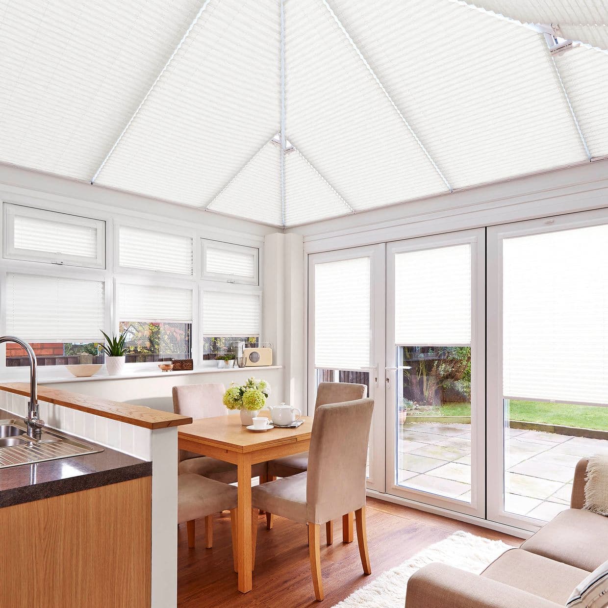 Hopscotch White Conservatory Roof Pleated Blind