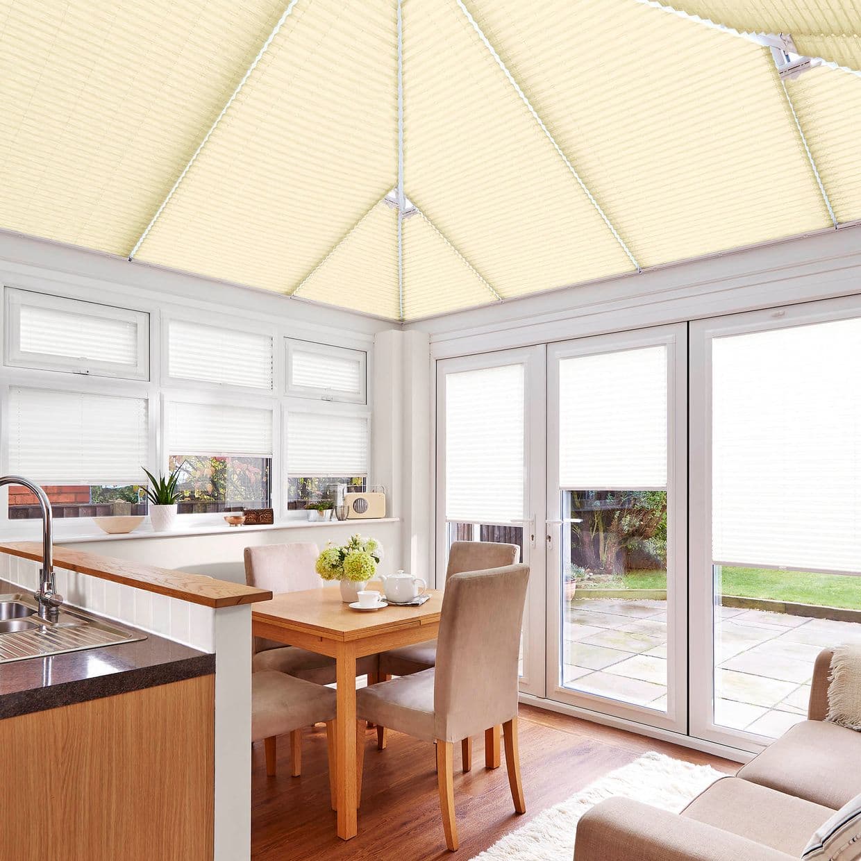 Crush Sandstone Conservatory Roof Pleated Blind
