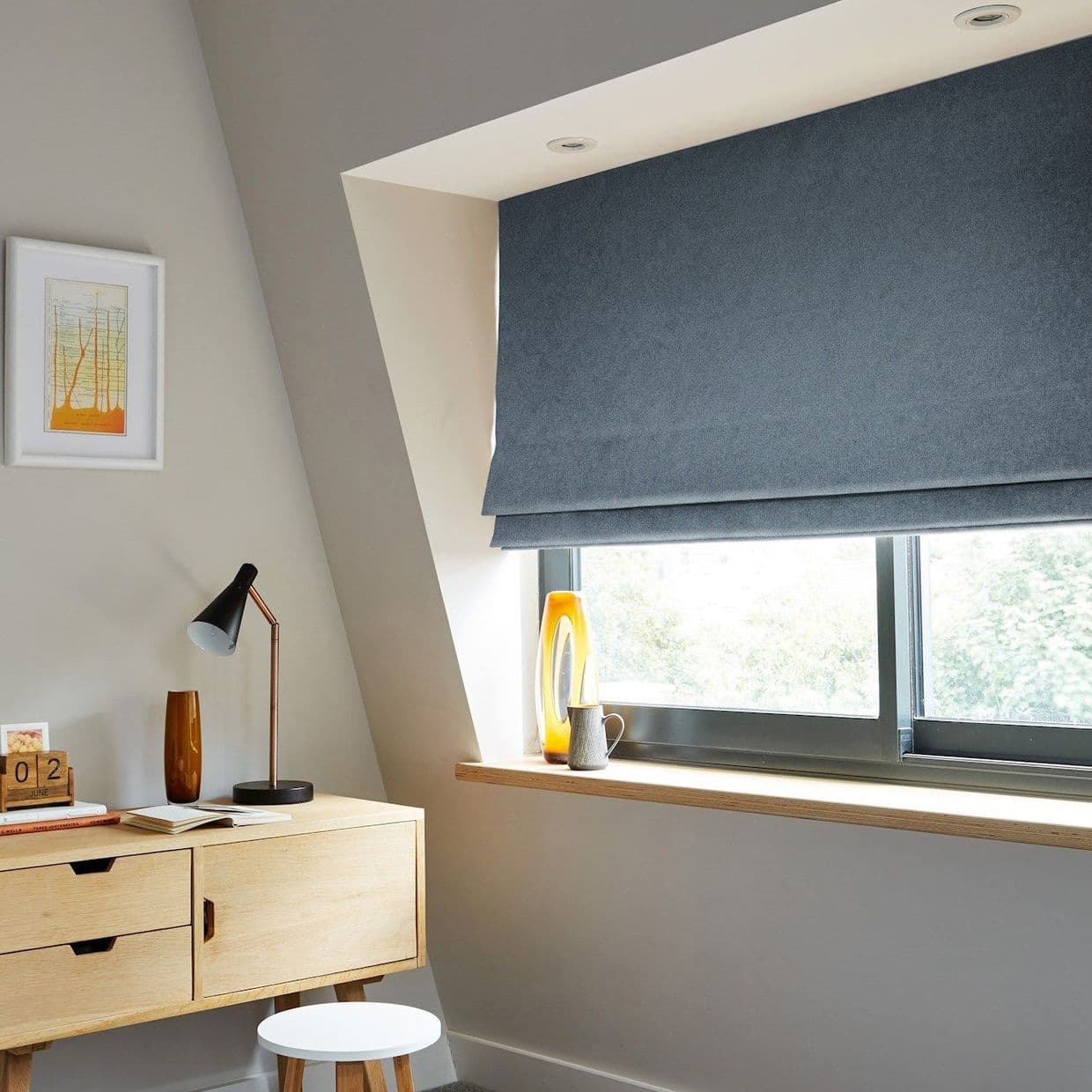 Huxley Steel Blue Roman Blind