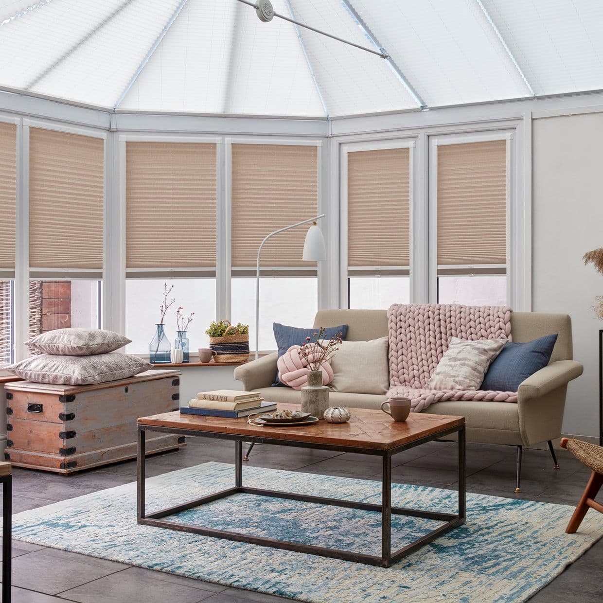 INTU Micro Infusion Taupe Conservatory Side Pleated Blind