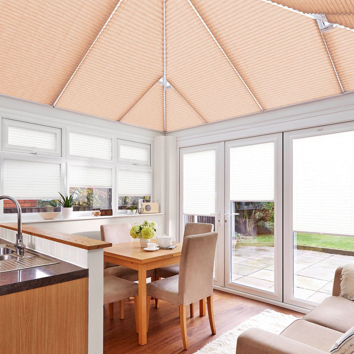 Highgrove Peach Conservatory Roof Pleated Blind