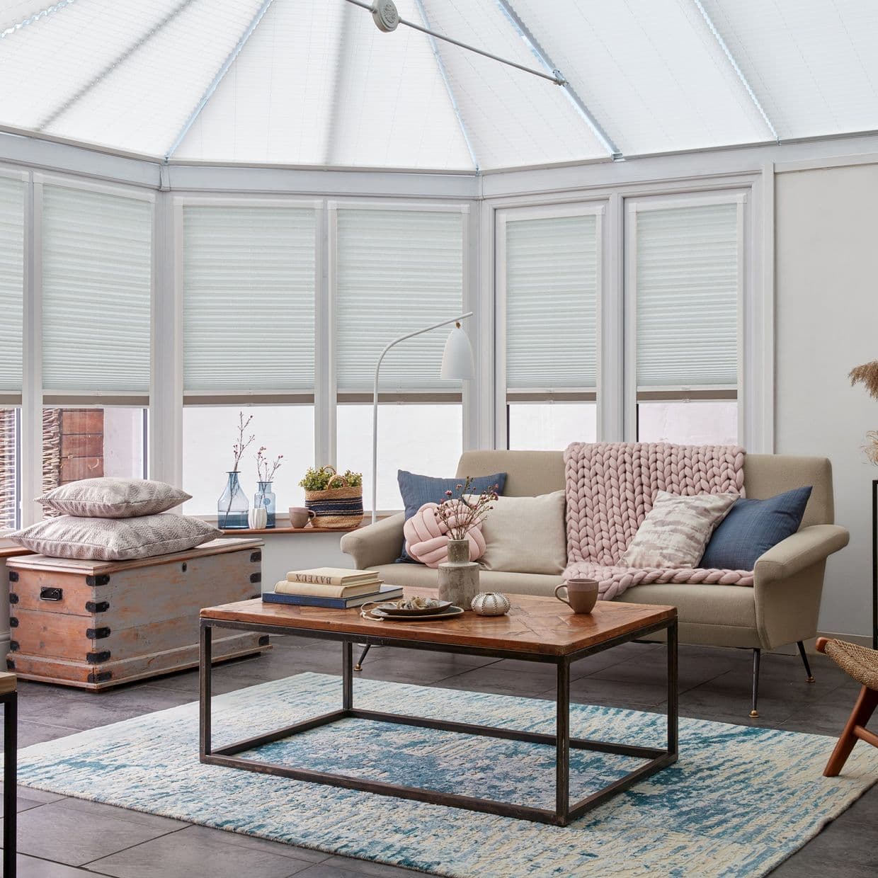 Botanic White Conservatory Side Pleated Blind