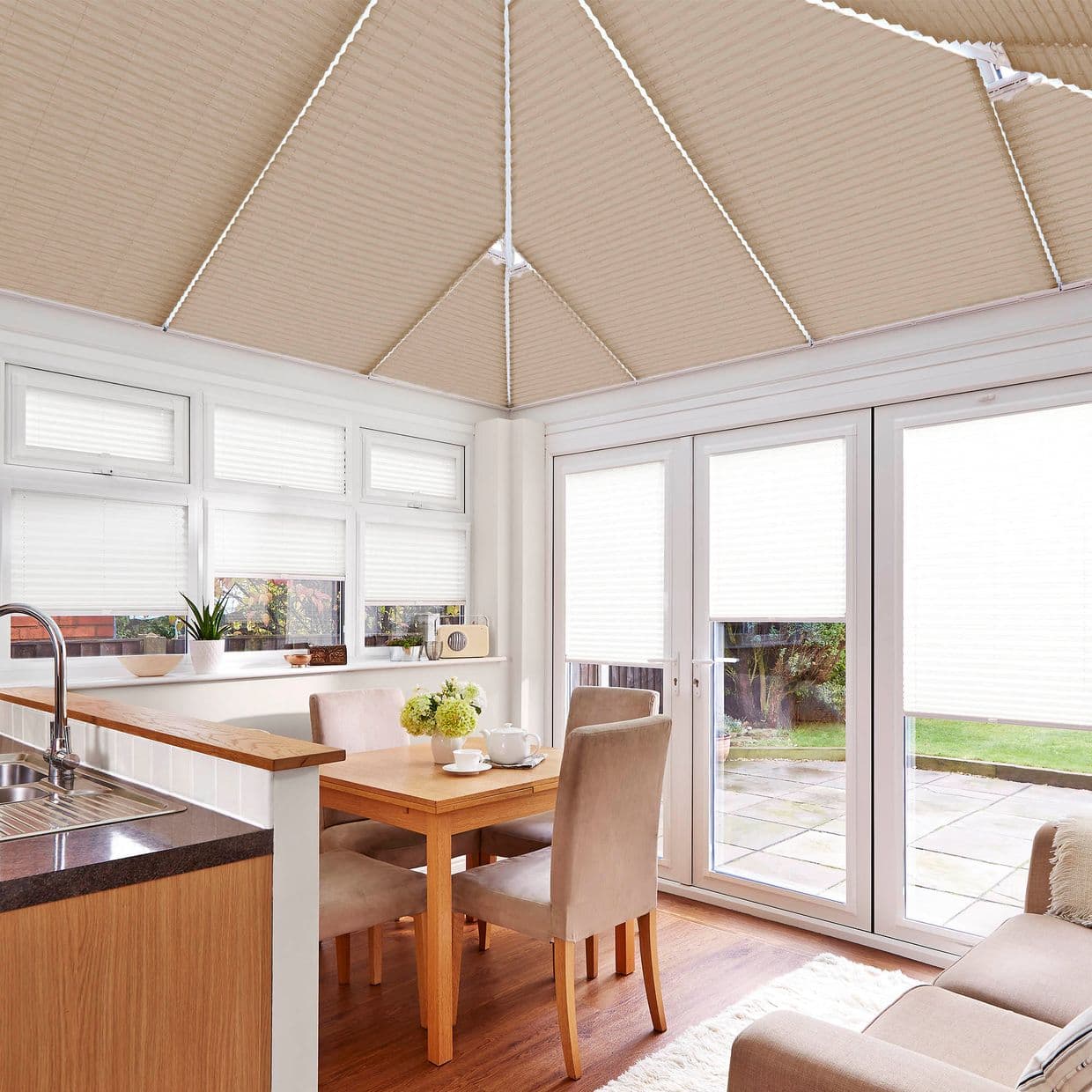 Crush Caramel Conservatory Roof Pleated Blind