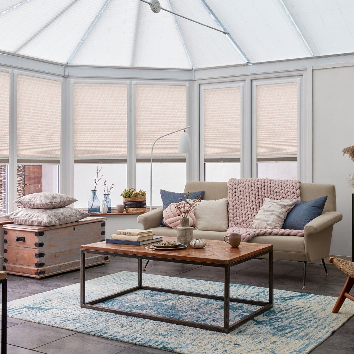 Florence Peach Conservatory Side Pleated Blind