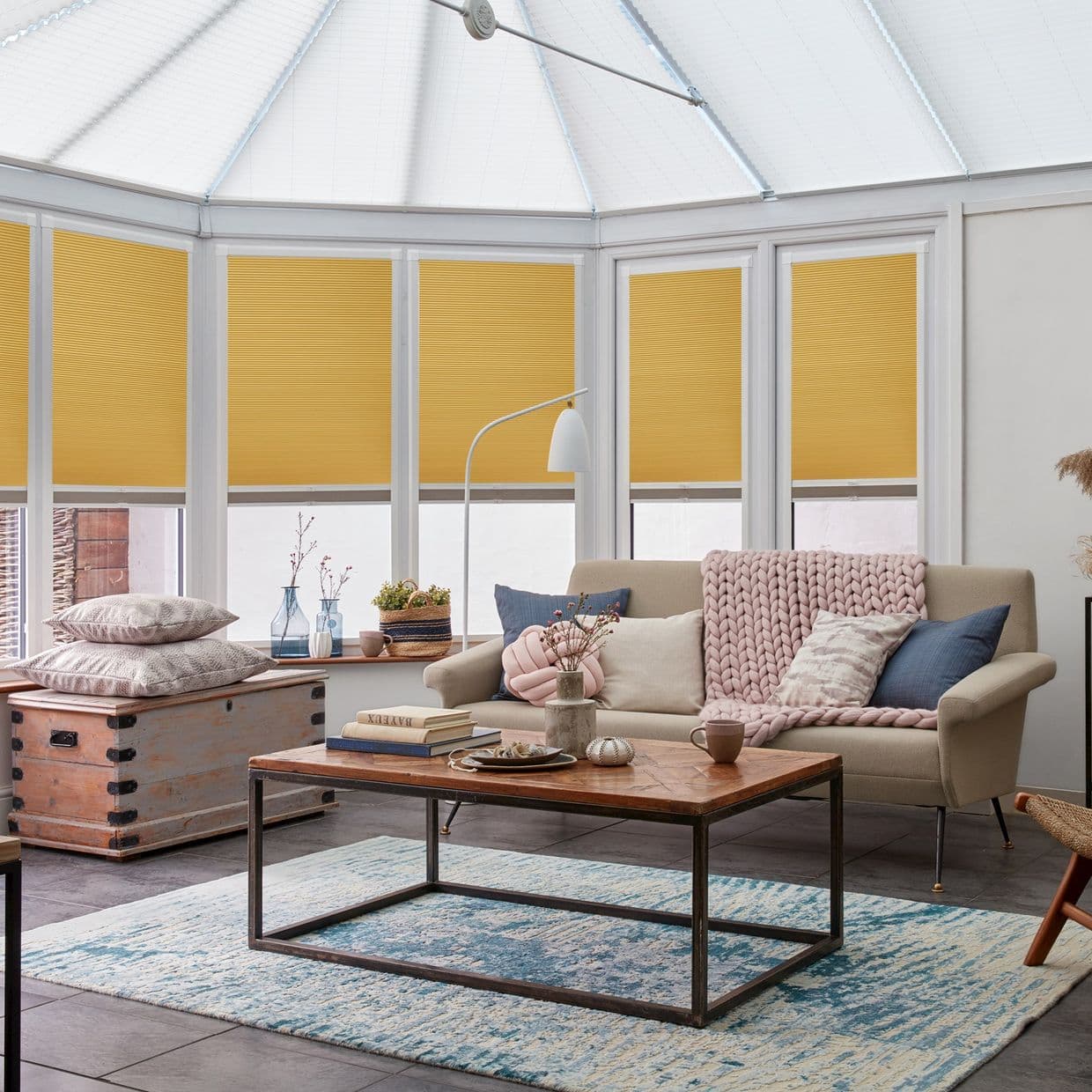 Thermashade Blackout Yellow Conservatory Side Pleated Blind