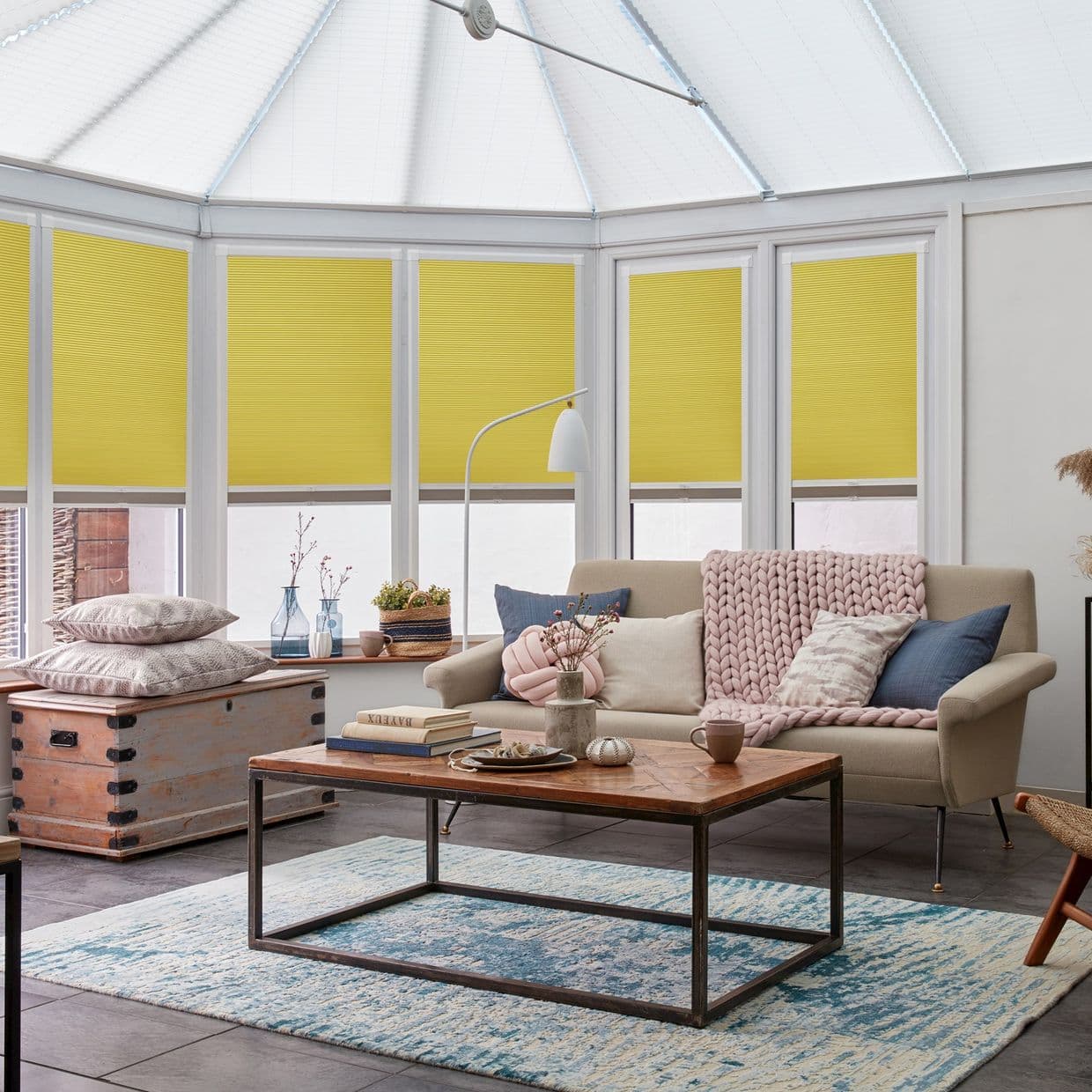 Thermashade Yellow Conservatory Side Pleated Blind