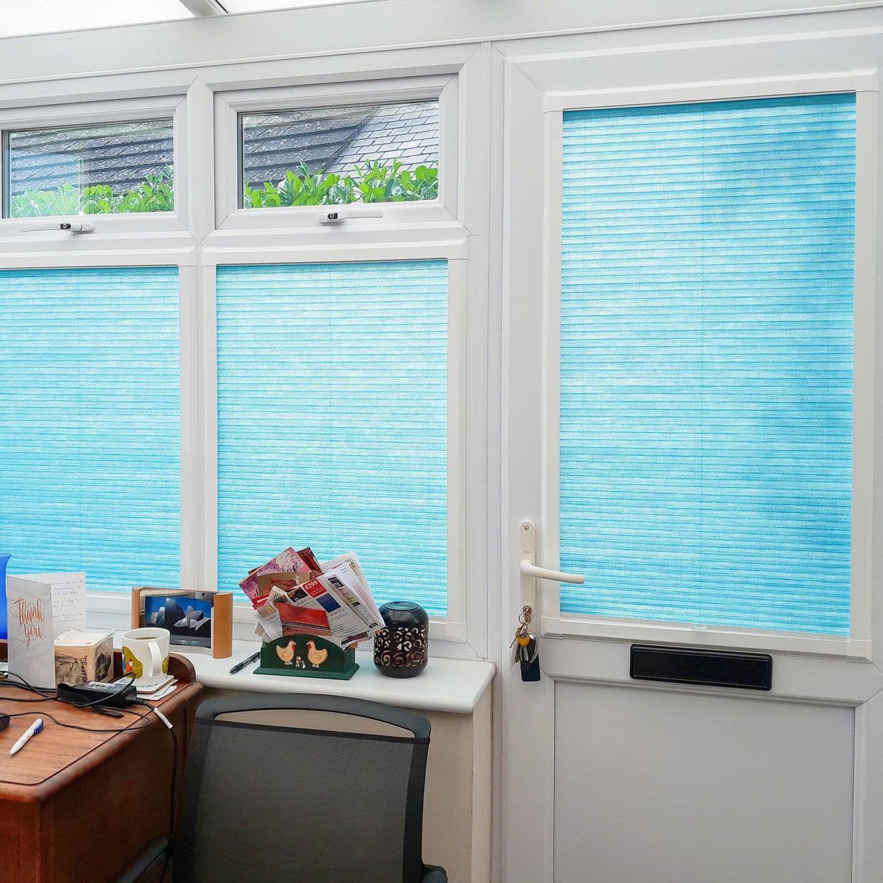 Shimmer Teal Conservatory Side Pleated Blind