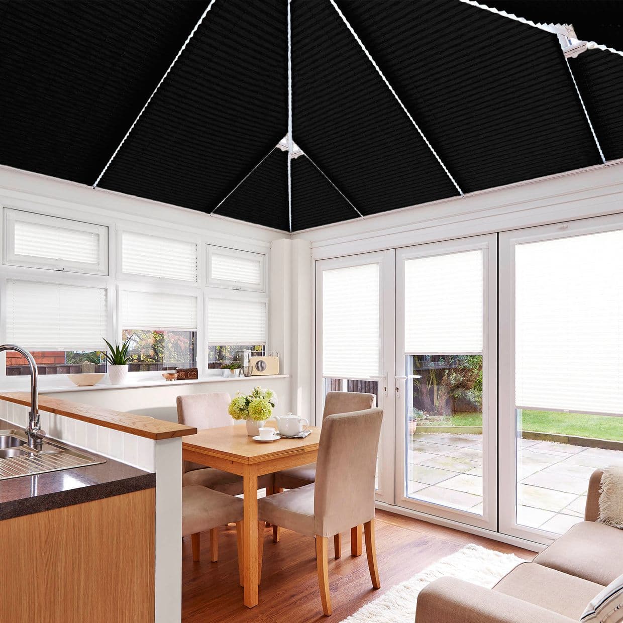 Lanbury Blackout Black Conservatory Roof Pleated Blind