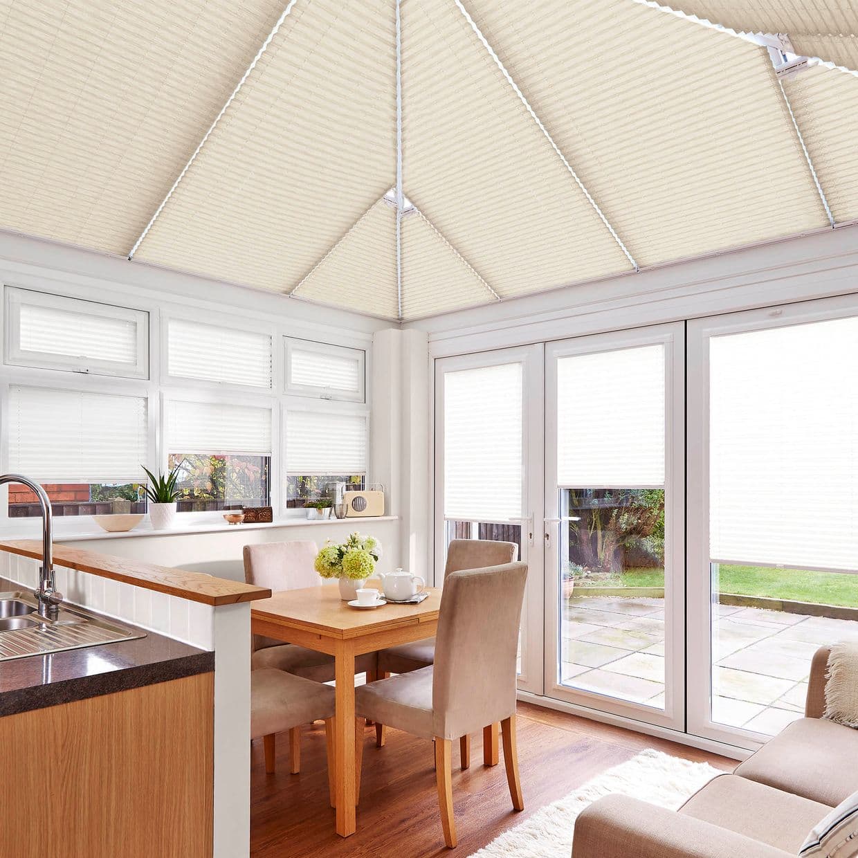 Grenoble Cream Conservatory Roof Pleated Blind