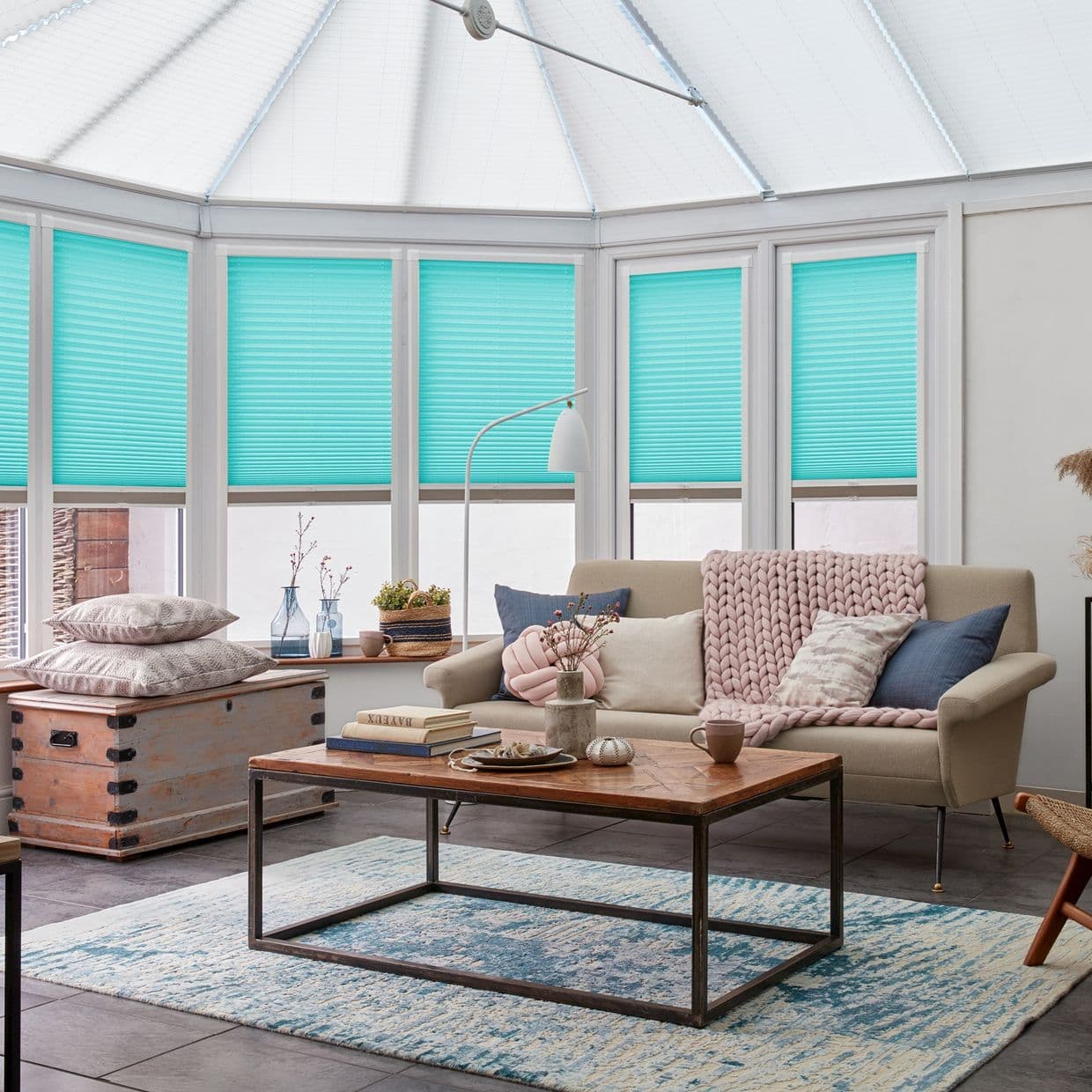 Bali Petrol Conservatory Side Pleated Blind
