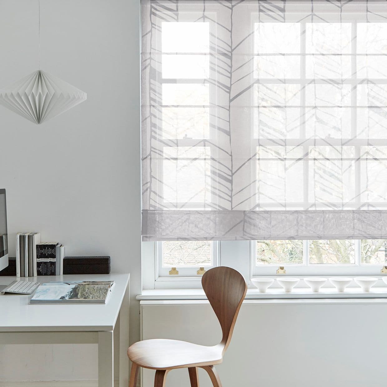 Alpine White Voile Roman Blind