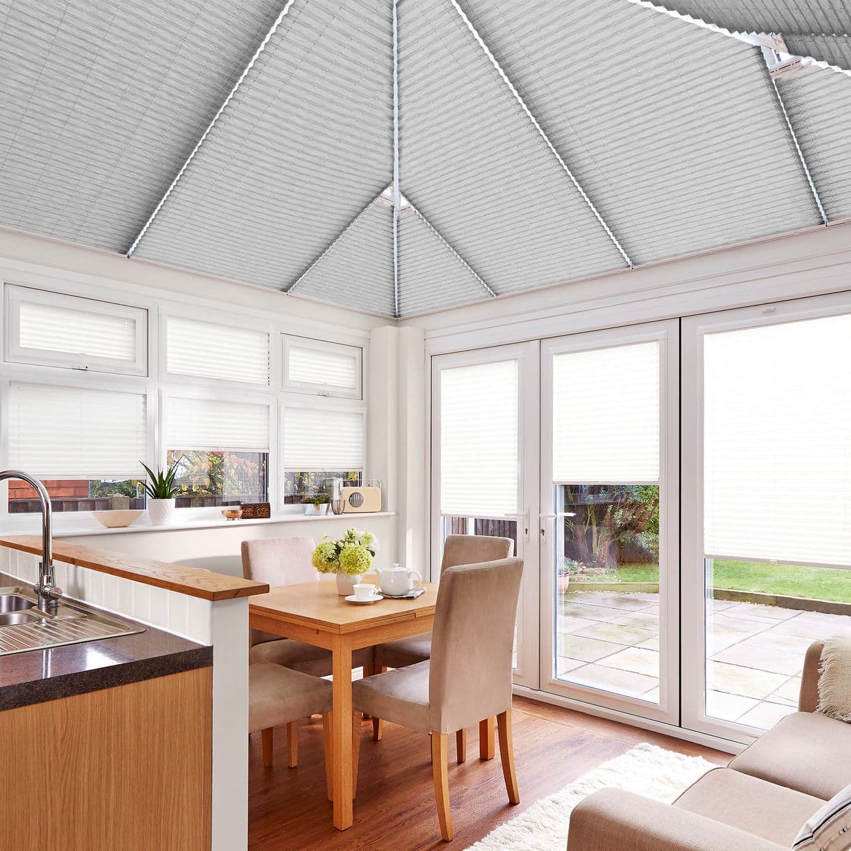 Relife Grey Conservatory Roof Pleated Blind