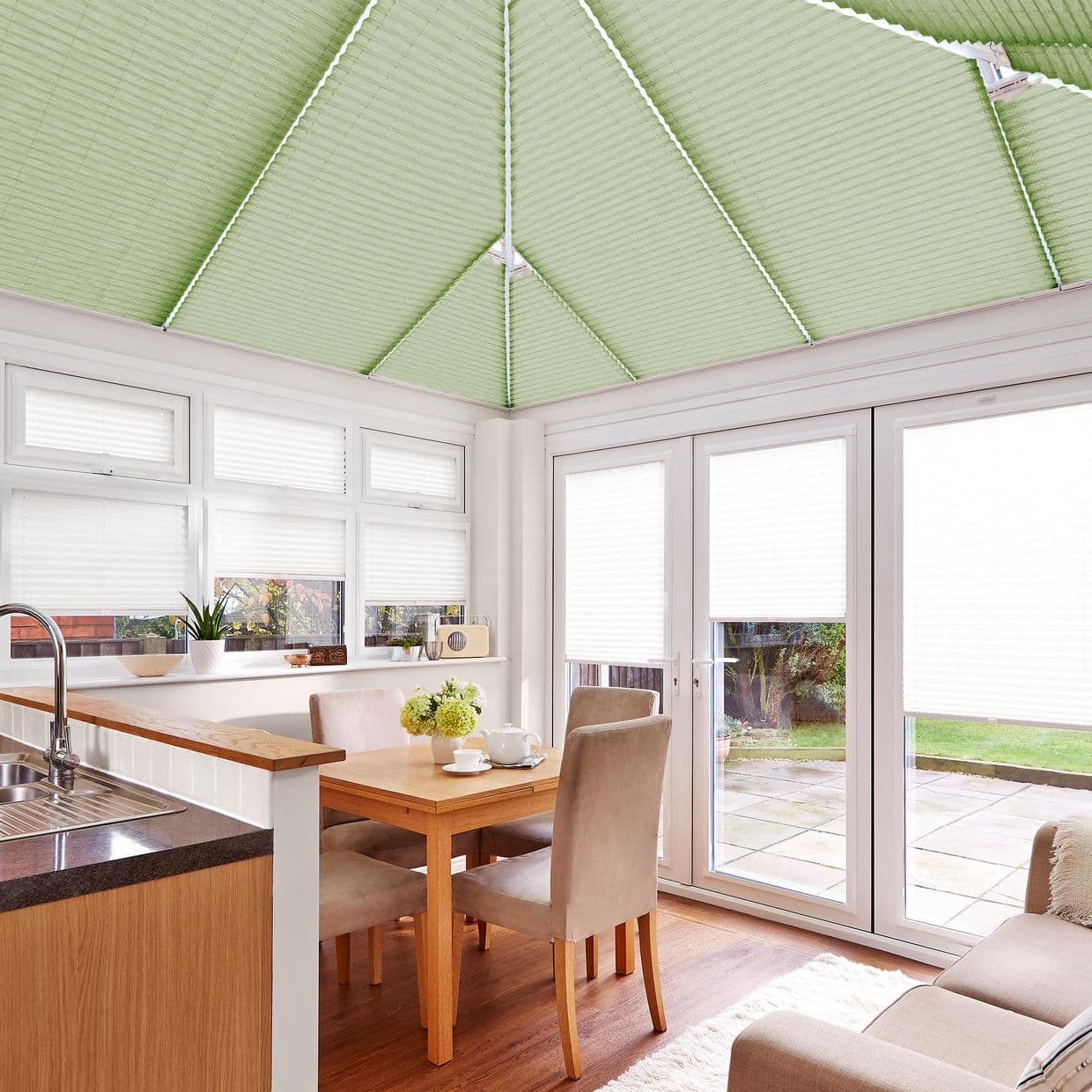 Montoya Pistachio Conservatory Roof Pleated Blind