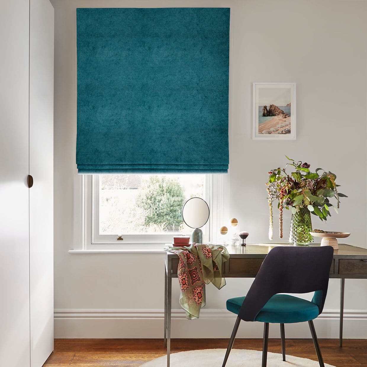 Lyon Teal Roman Blind