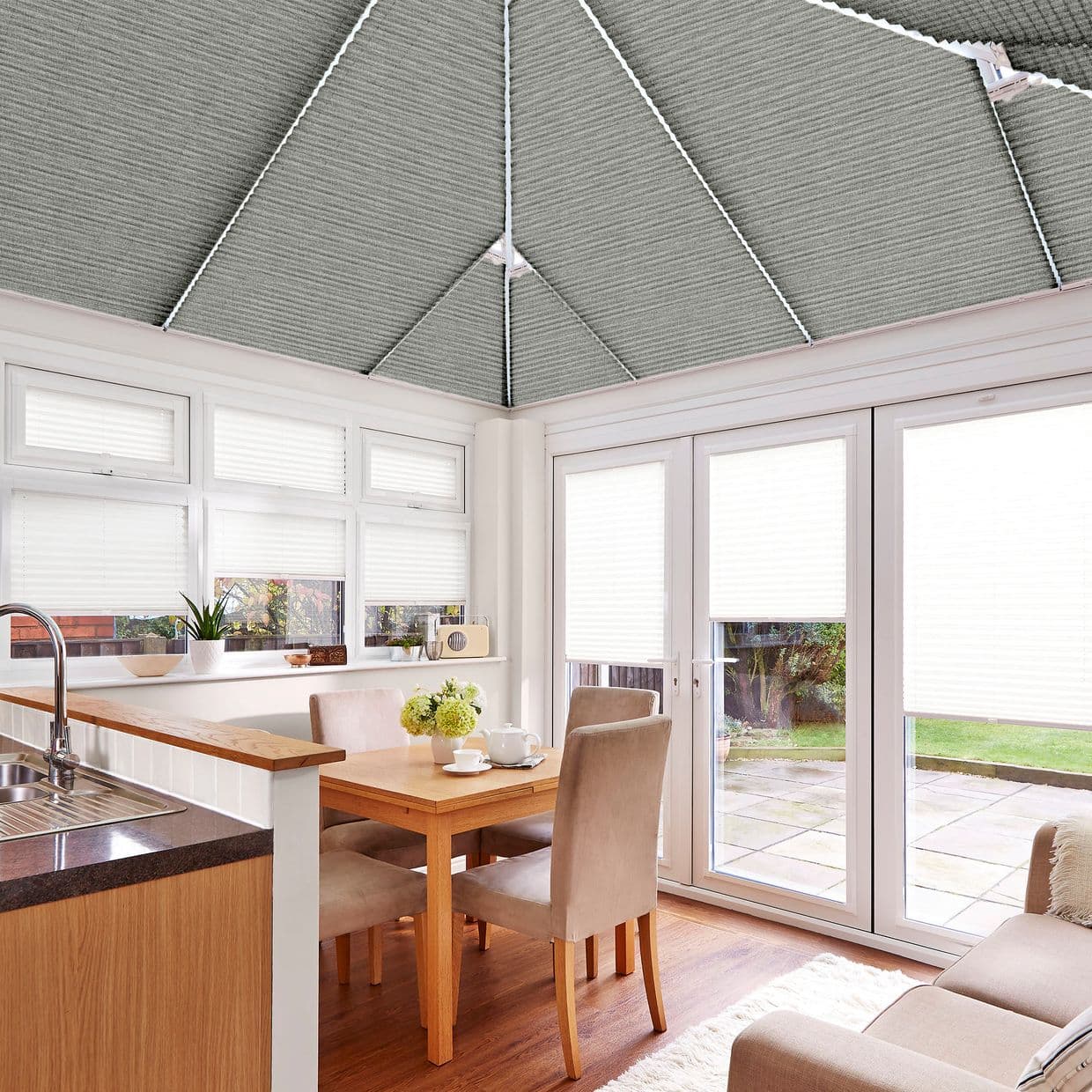 Thermashade Dark Grey Texture Conservatory Roof Pleated Blind