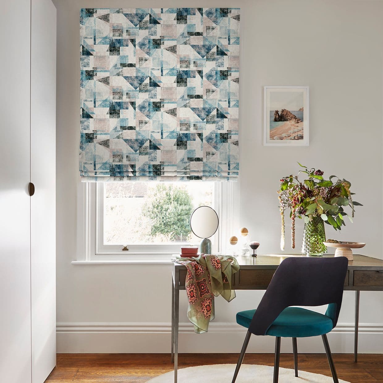 Fraction Blue Roman blind
