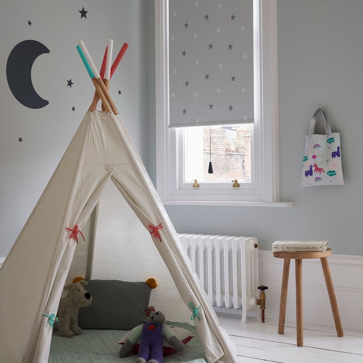 Twinkle Stars Grey Roller Blind