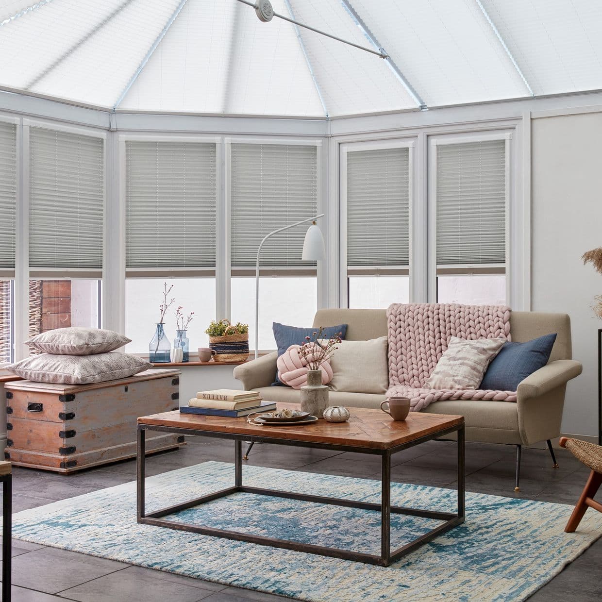 Lanbury Blackout Grey Conservatory Side Pleated Blind