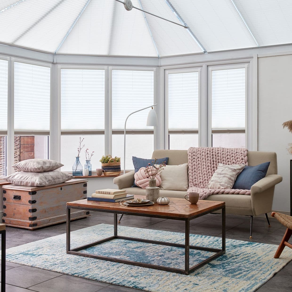 Malbec White Conservatory Side Pleated Blind