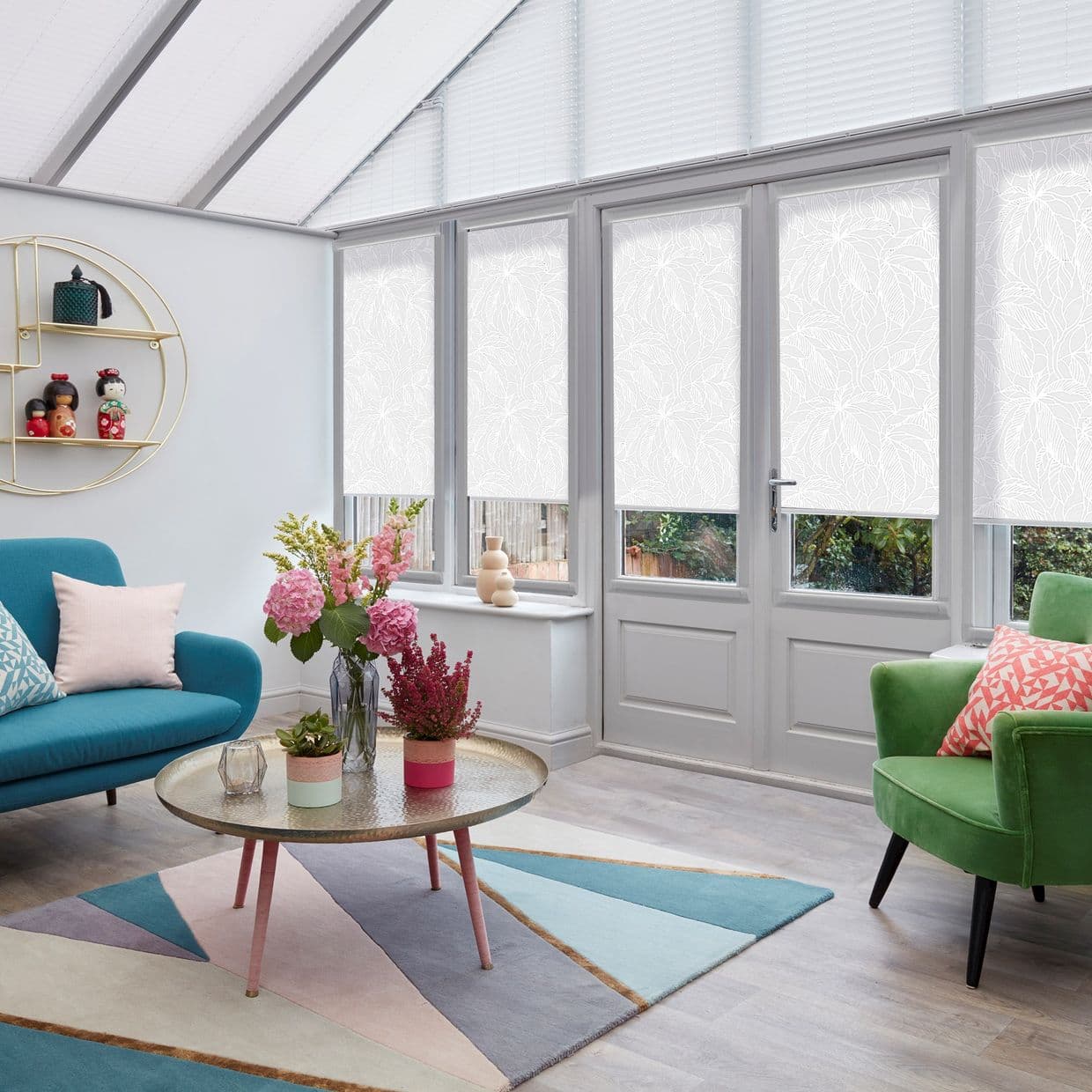 Greenery Fresh White Conservatory Roller blind