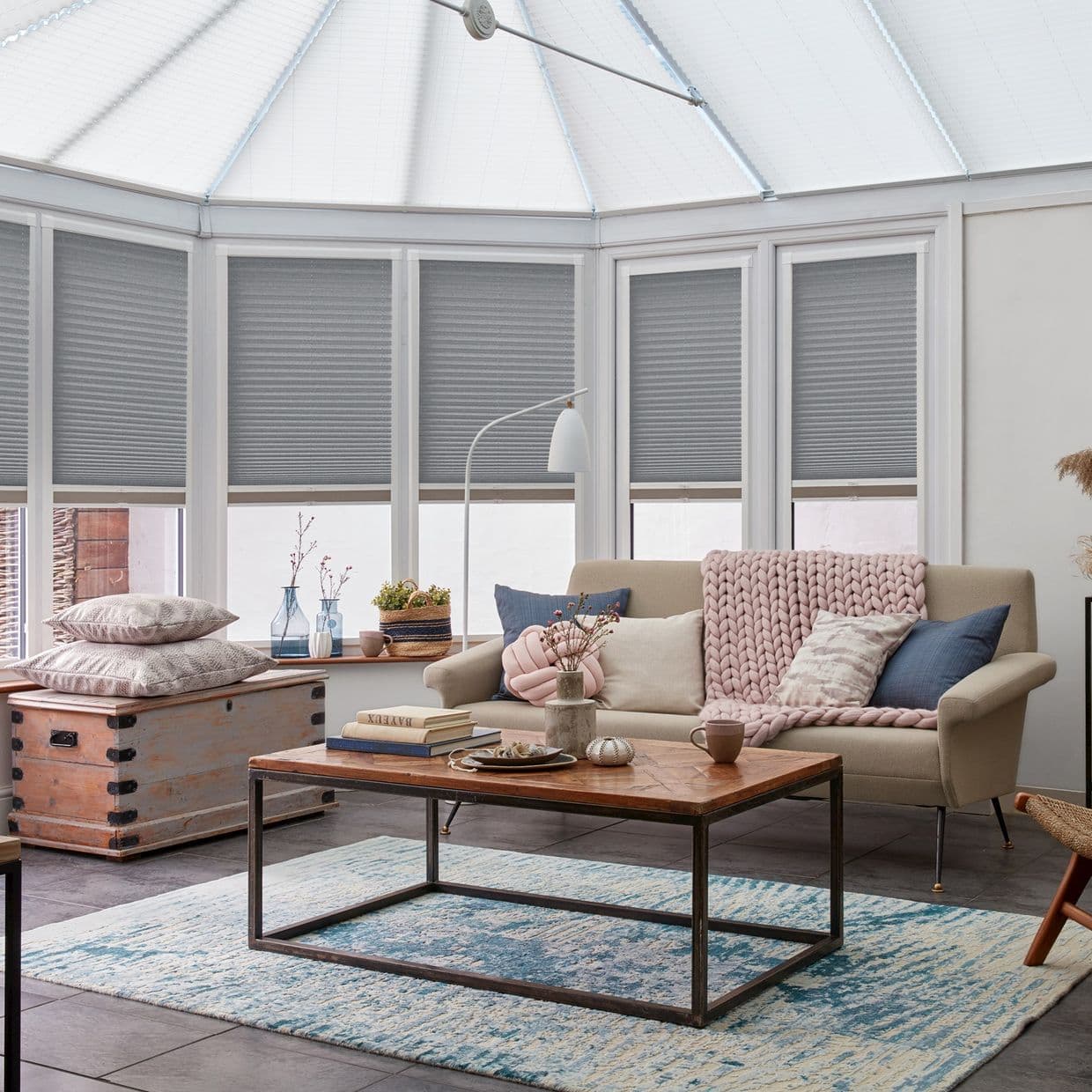 Zen Dark Grey Conservatory Side Pleated Blind