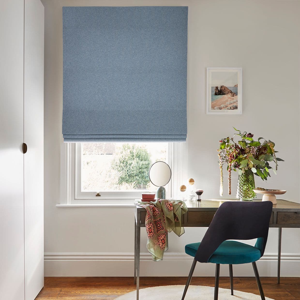 Huxley Steel Blue Roman Blind