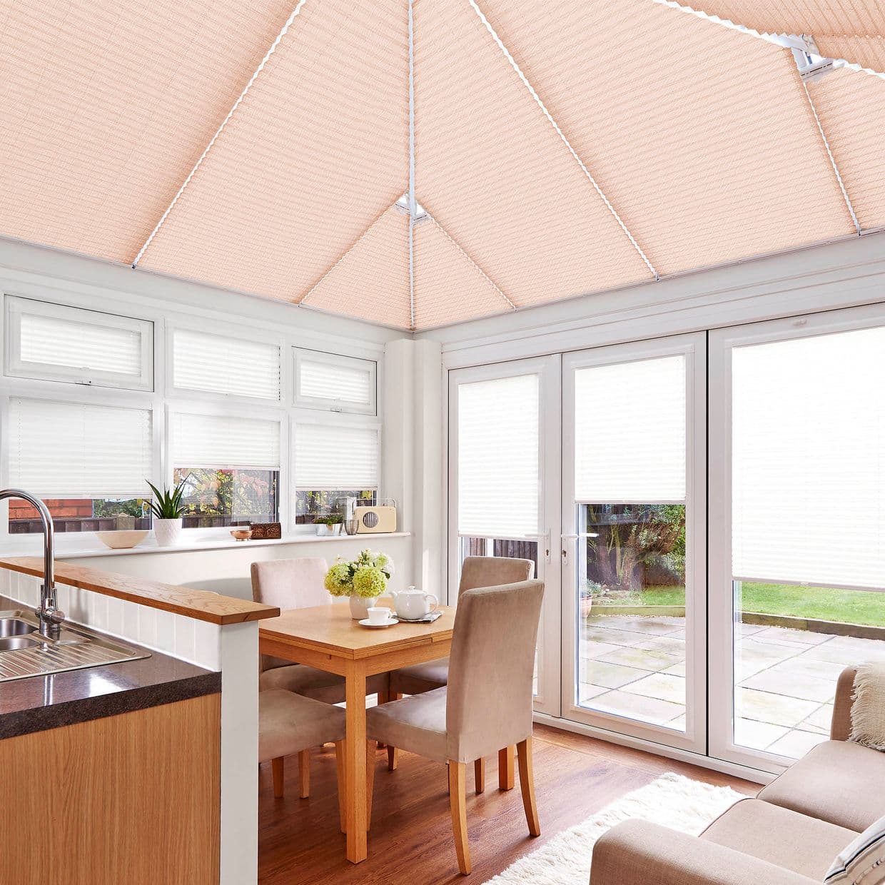 Florence Peach Conservatory Roof Pleated Blind