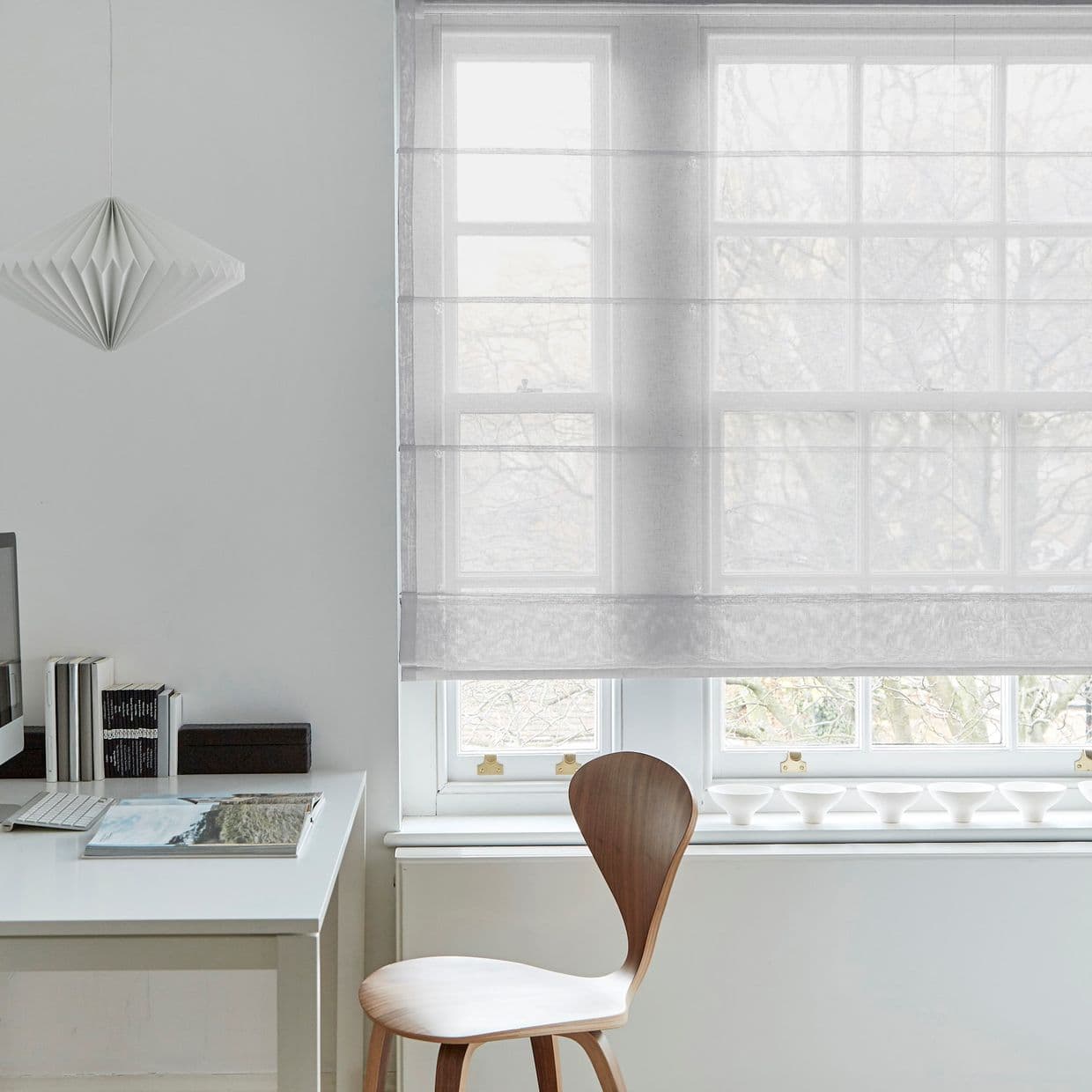 Astro White Voile Roman Blind