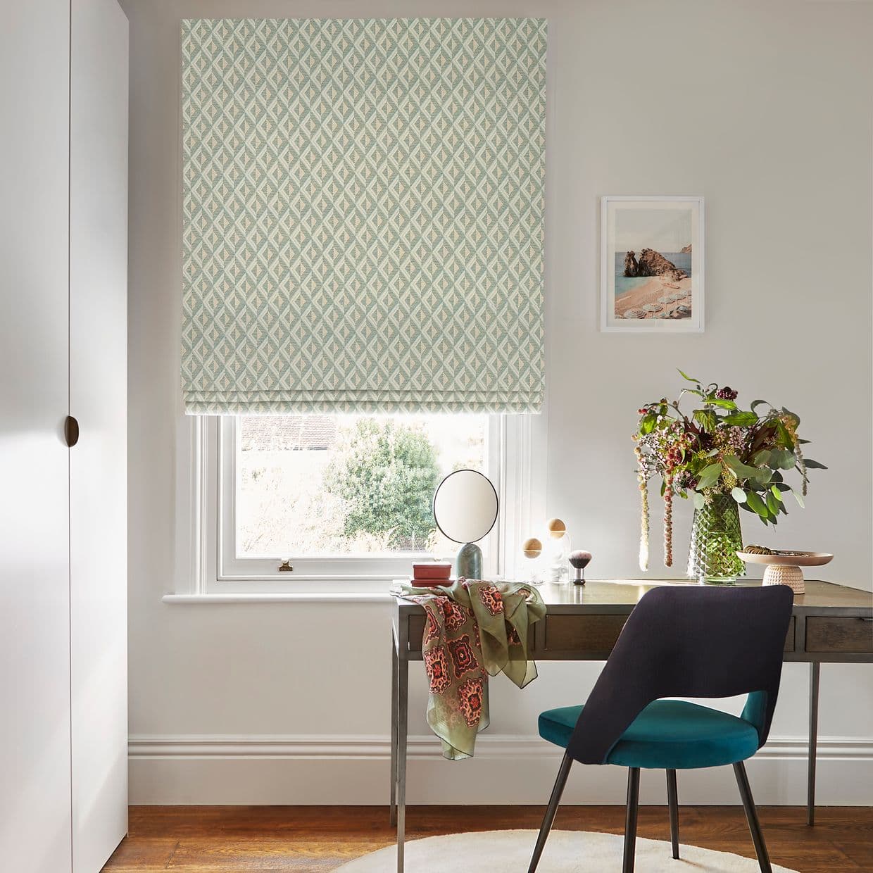 Zircon Turquoise Roman blind