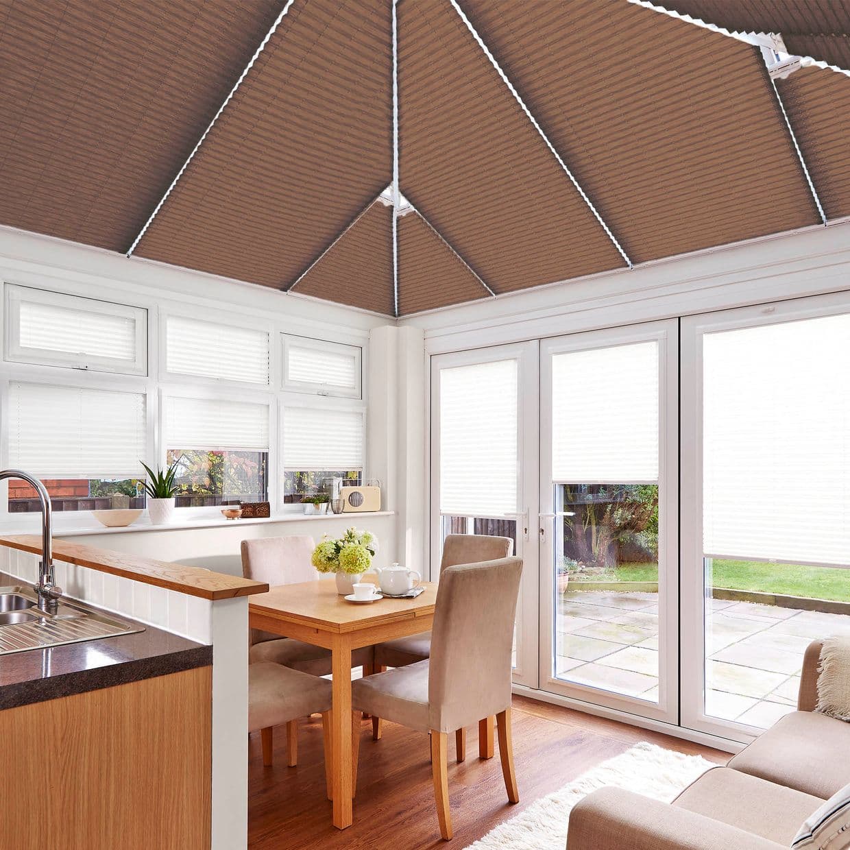 Grenoble Chocolate Conservatory Roof Pleated Blind
