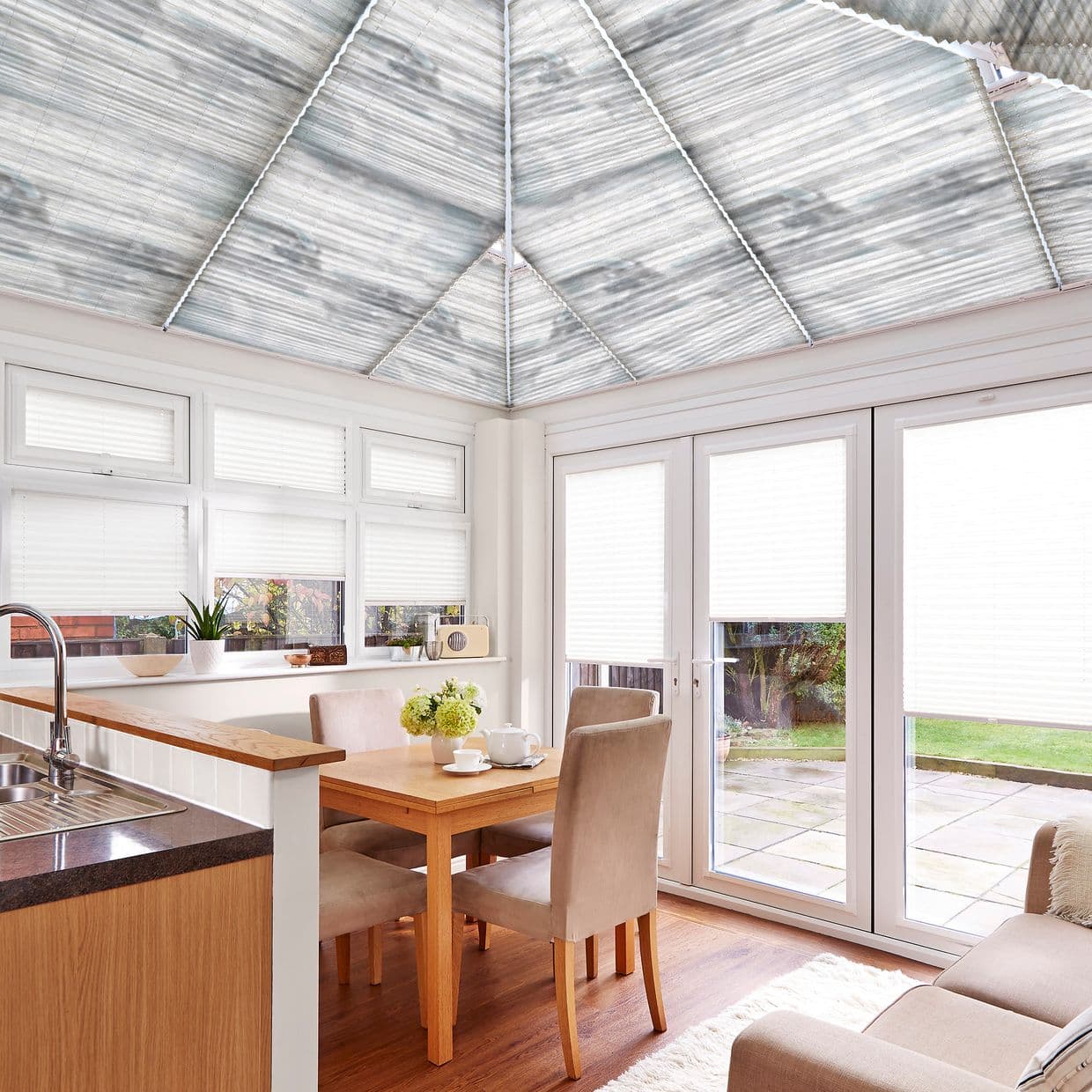 Onyx Grey/Blue Conservatory Roof Pleated Blind