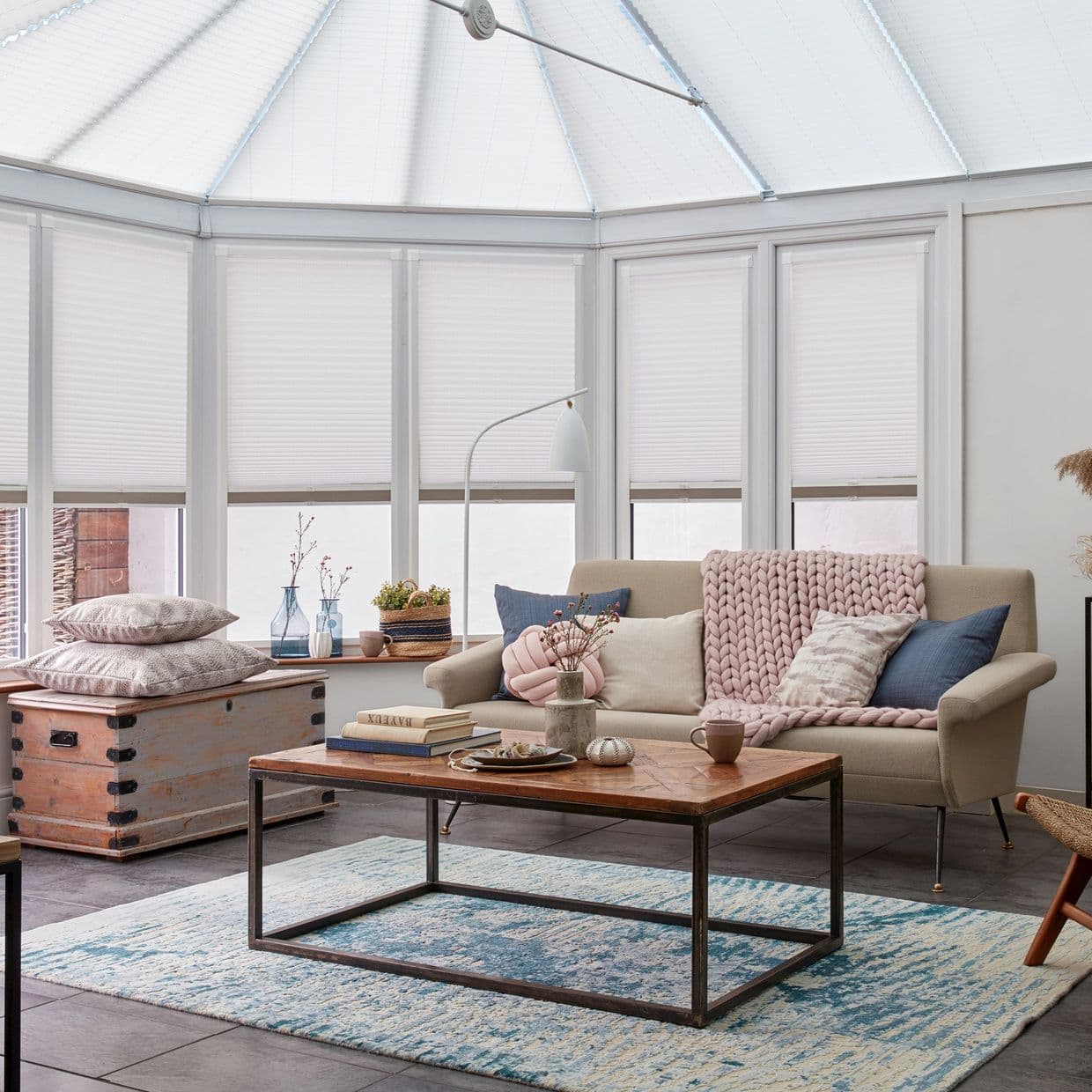 Zen White Conservatory Side Pleated Blind