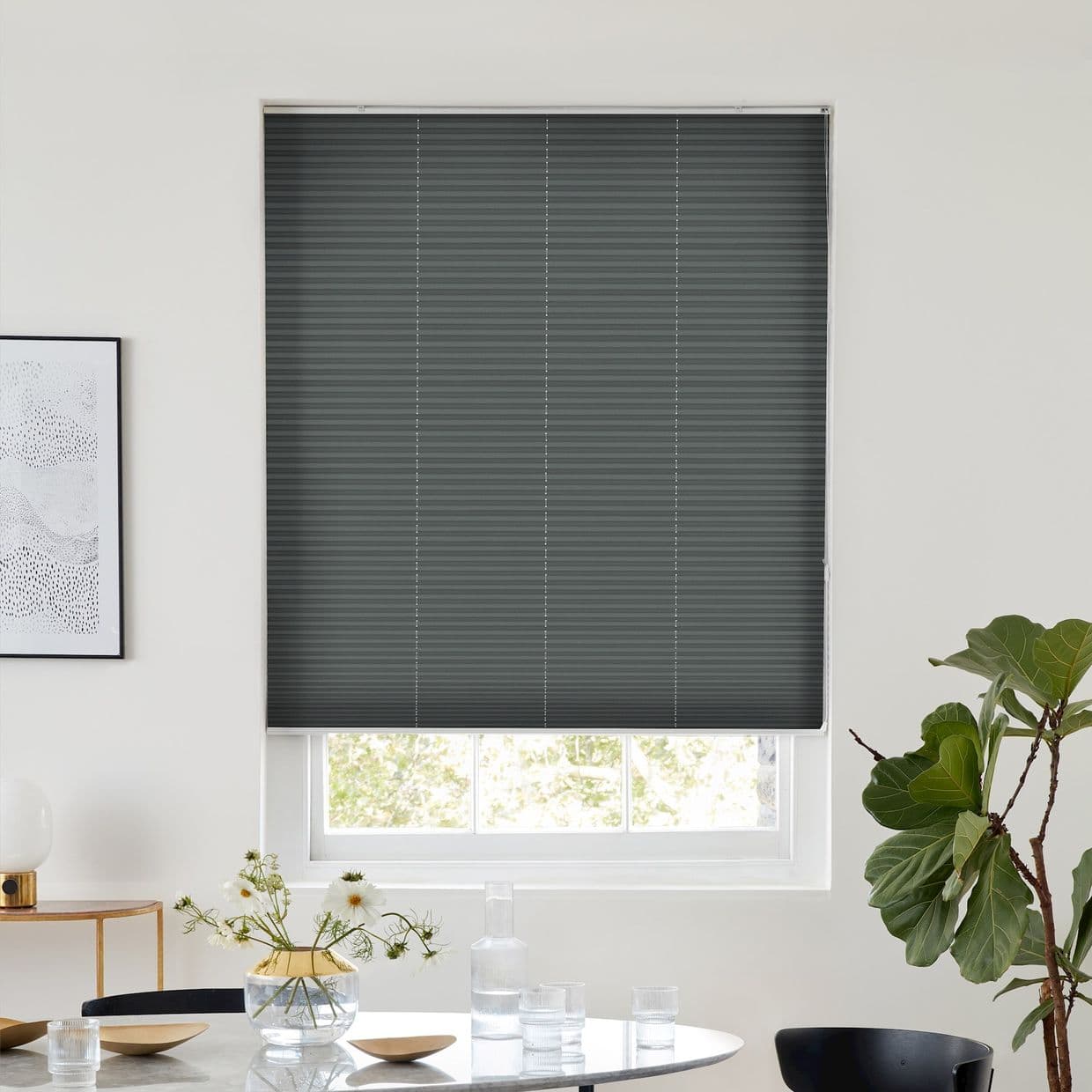 Thermashade Blackout Slate Grey Pleated Blind