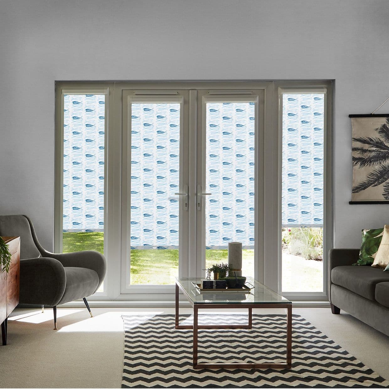 Fishbone Aquamarine Perfect Fit Roller blind