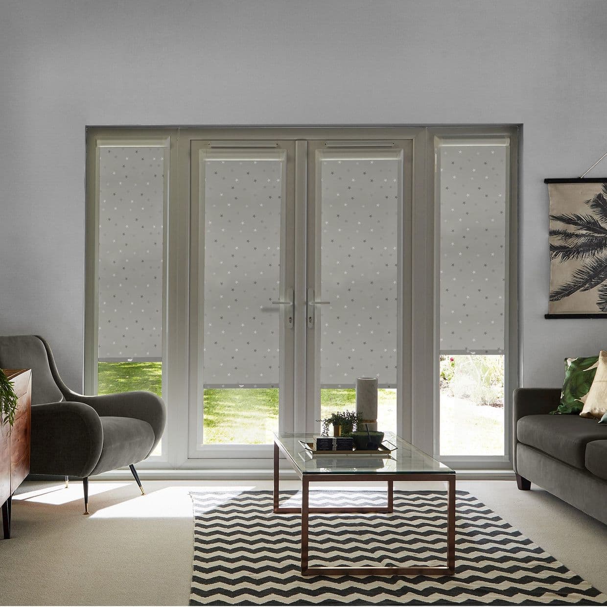Twinkle Stars Grey Perfect Fit Roller blind