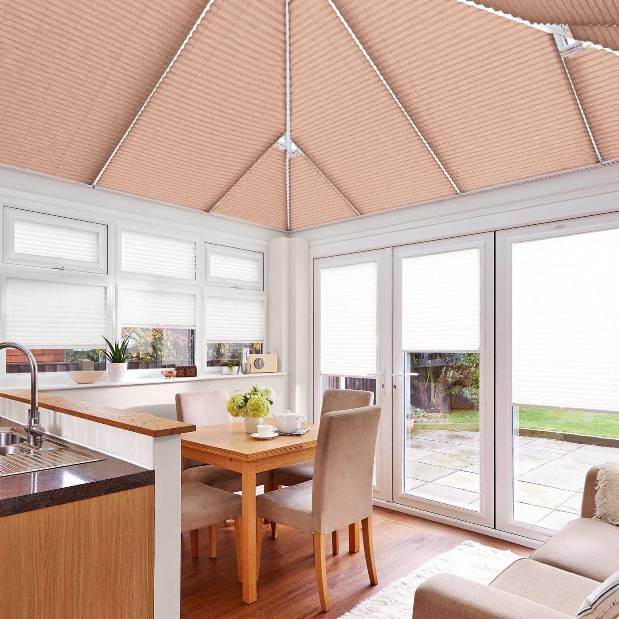 Grenoble Taupe Conservatory Roof Pleated Blind