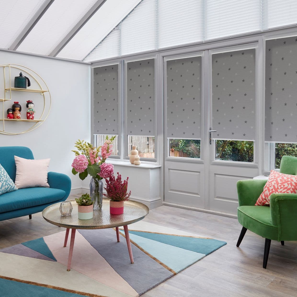 Twinkle Stars Blackout Grey Conservatory Roller blind