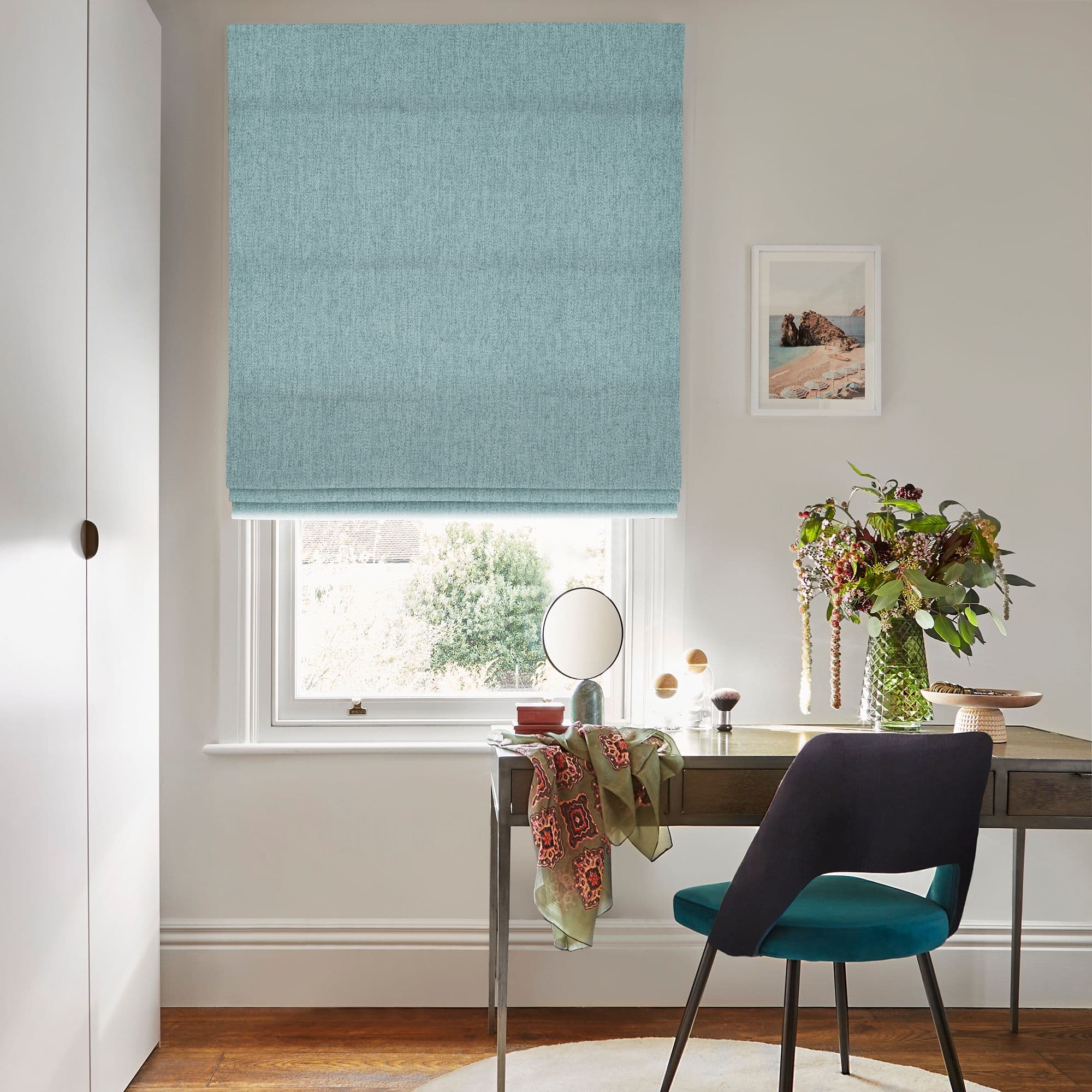 Talbot French Blue Roman Blind