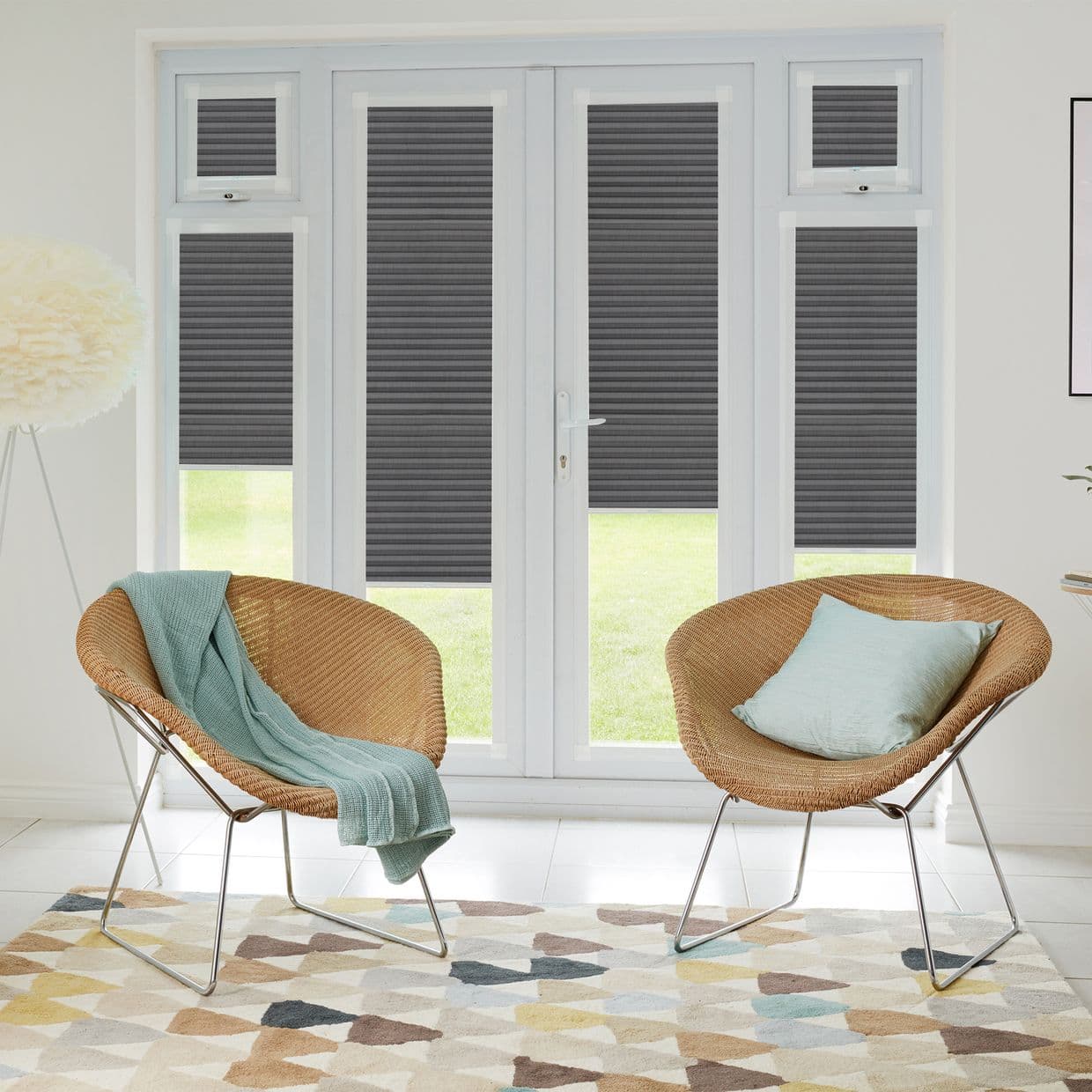 Duette Silk Charcoal Perfect fit Pleated blind