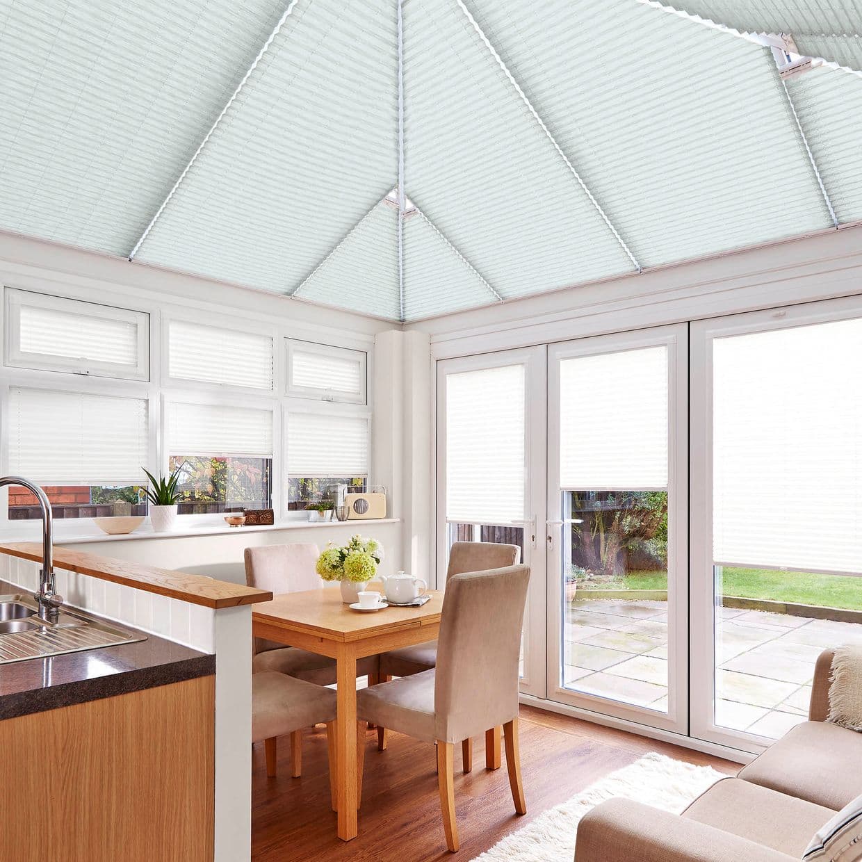 Botanic White Conservatory Roof Pleated Blind
