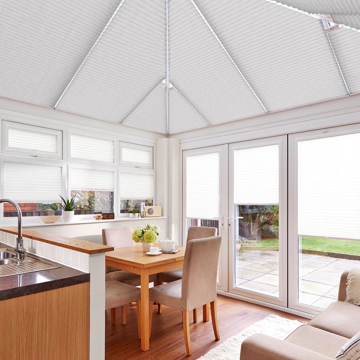 Lanbury Blackout White Conservatory Roof Pleated Blind