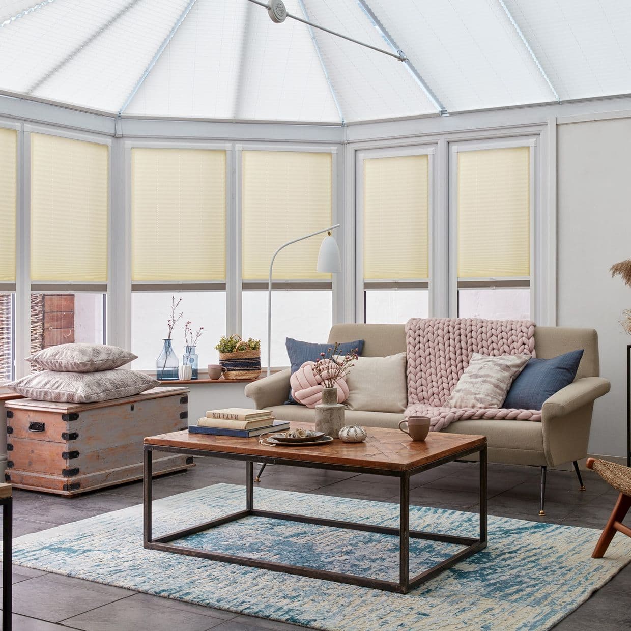 Crush Sandstone Conservatory Side Pleated Blind
