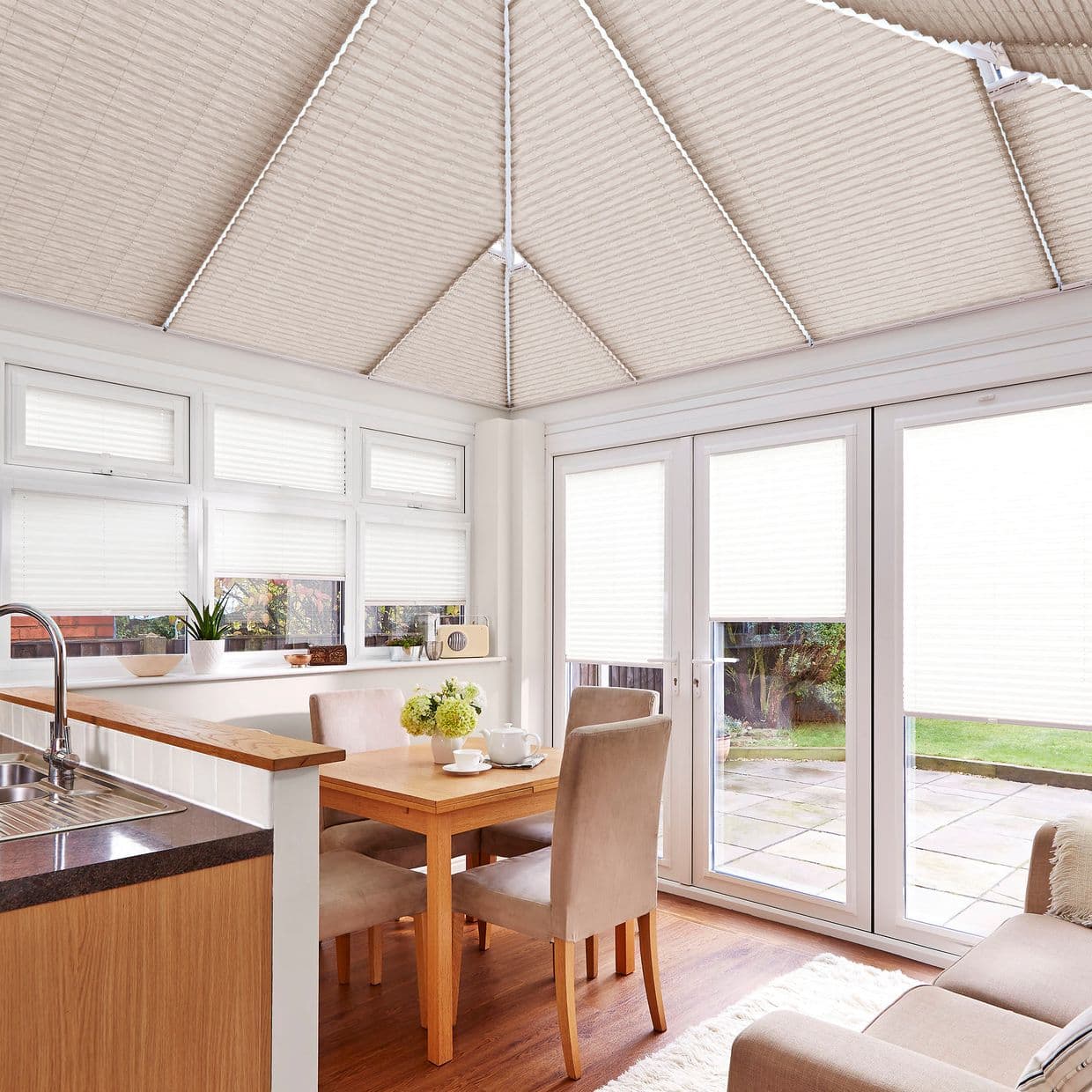 Sasso Sand Conservatory Roof Pleated Blind