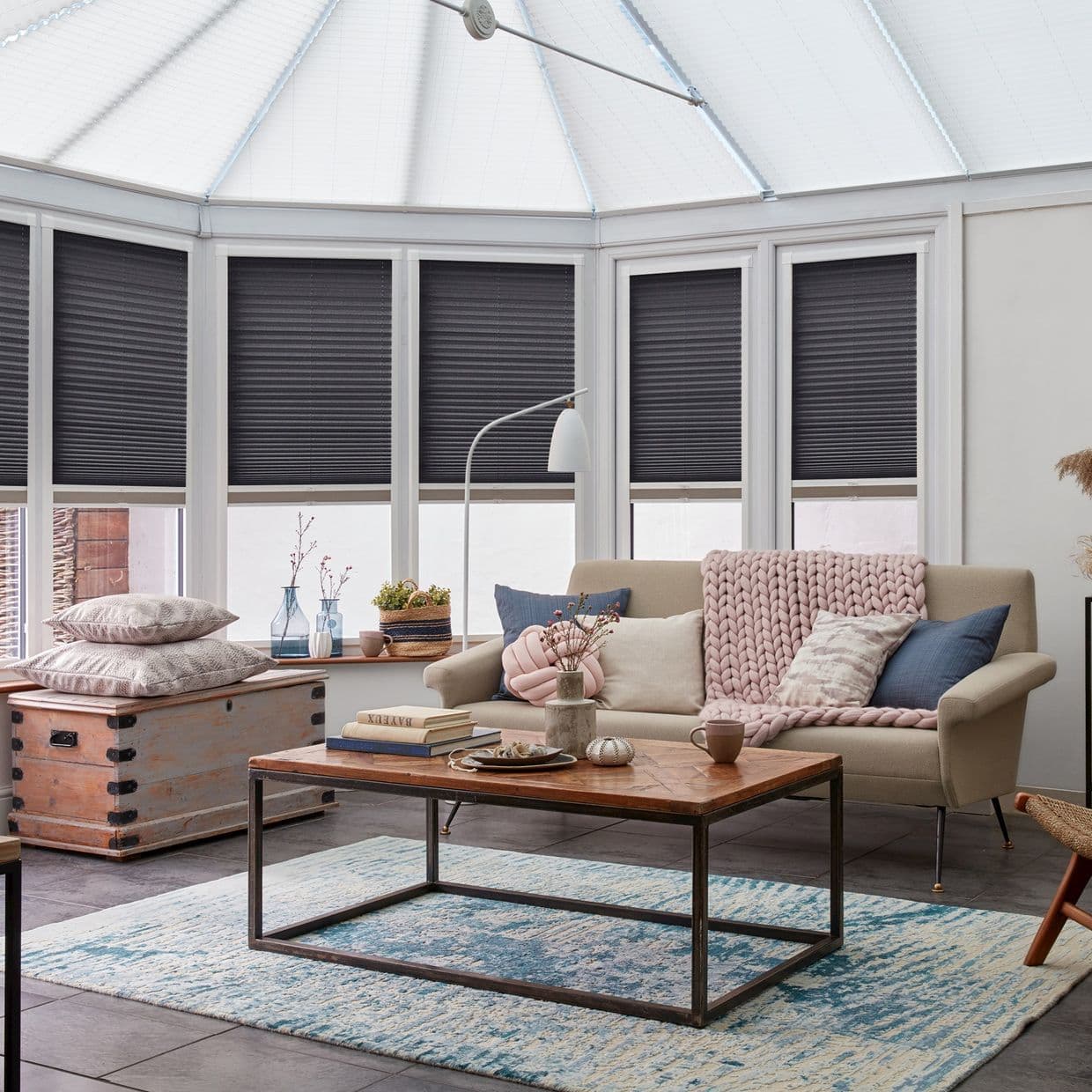 Lanbury Blackout Black Conservatory Side Pleated Blind
