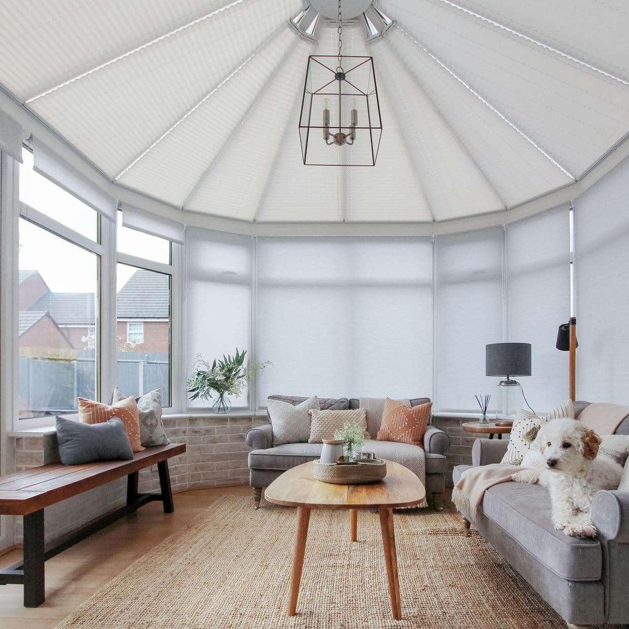 Shimmer White Conservatory Roof Pleated Blind