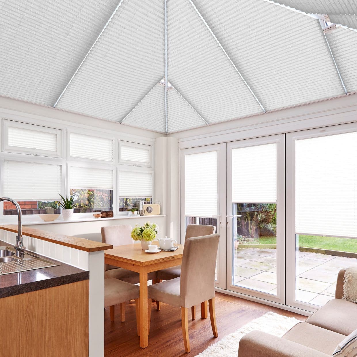 Mini Stripe Grey Conservatory Roof Pleated Blind