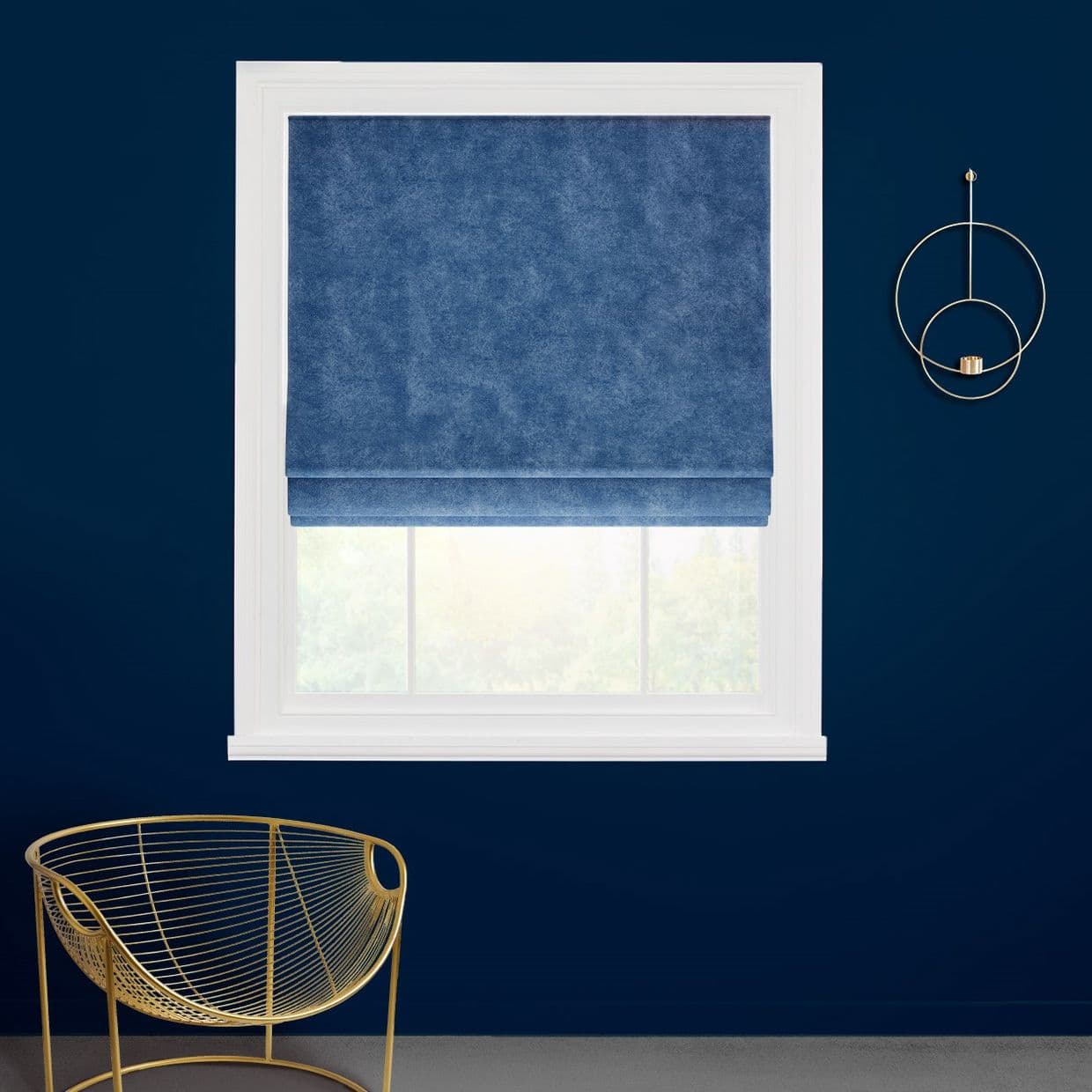 Lyon Petrol Blue Roman Blind