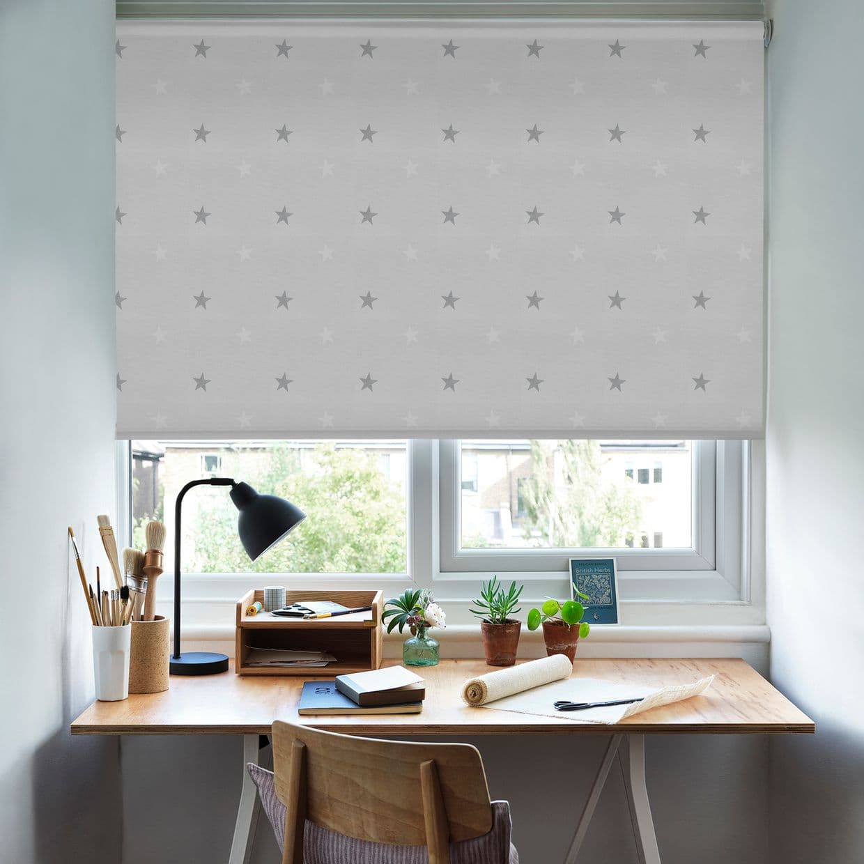 Twinkle Stars Grey Roller Blind